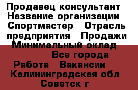 Продавец-консультант › Название организации ­ Спортмастер › Отрасль предприятия ­ Продажи › Минимальный оклад ­ 28 000 - Все города Работа » Вакансии   . Калининградская обл.,Советск г.